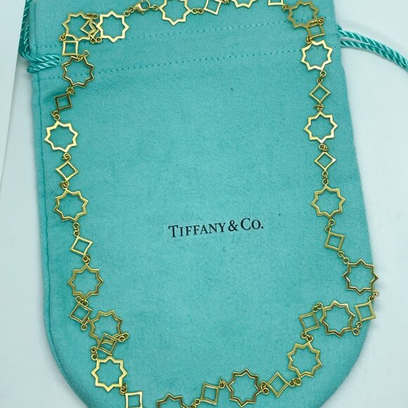 Tiffany & Co. 18K Yellow Gold Picasso Marrakesh Star Cutout Link Necklace 24" - Picture 14 of 14